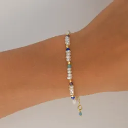 stein armbånd i forgylt sølv  x   - Loom Stones