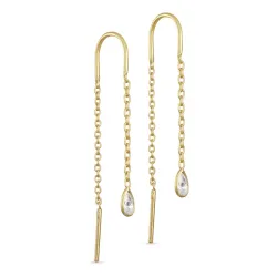 hvit zirkon kjedeøreringer i forgylt sølv