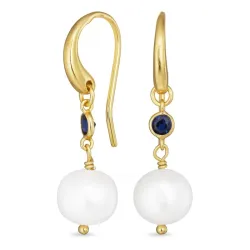 mørkeblå krystall øredobber i forgylt sølv