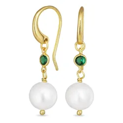 grønn krystall øredobber i forgylt sølv