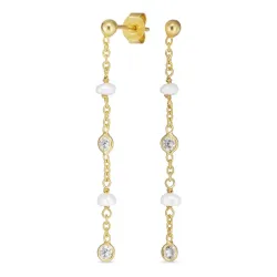 hvit zirkon kjedeøreringer i forgylt sølv