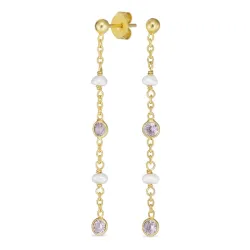 lila zirkon kjedeøreringer i forgylt sølv