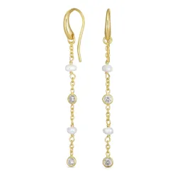 hvit zirkon kjedeøreringer i forgylt sølv