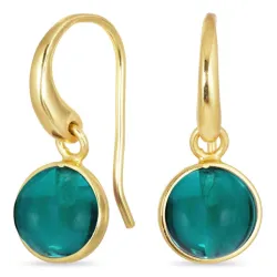 runde aqua krystall øredobber i forgylt sølv