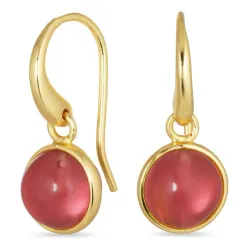 runde rosa krystall øredobber i forgylt sølv - Loom Stones