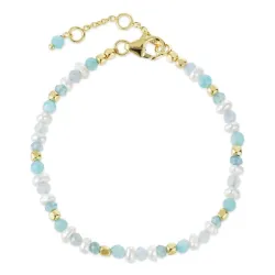 stein armbånd i forgylt sølv  x   - Loom Stones