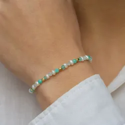 stein armbånd i forgylt sølv  x   - Loom Stones