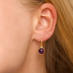 runde lilla krystall øredobber i forgylt sølv - Loom Stones