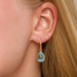 dråpe blå krystall øredobber i forgylt sølv - Loom Stones