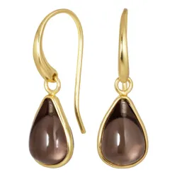 dråpe røykfarget kvarts øredobber i forgylt sølv - Loom Stones