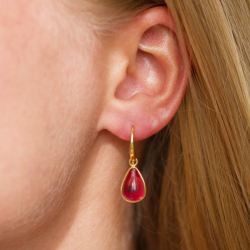 dråpe rosa krystall øredobber i forgylt sølv - Loom Stones