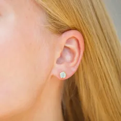 6,5 mm akvamarin ørestikker i forgylt sølv - Loom Stones