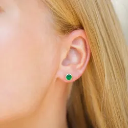 6,5 mm grønn onyks ørestikker i forgylt sølv - Loom Stones