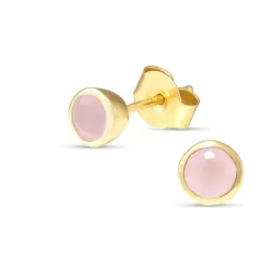 5 mm rosa krystall ørestikker i forgylt sølv - Loom Stones