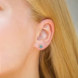 5 mm mørkeblå krystall ørestikker i forgylt sølv - Loom Stones