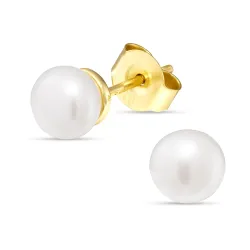 6 mm perle ørestikker i forgylt sølv