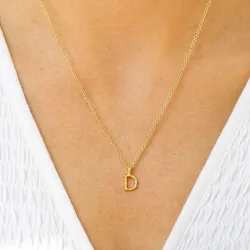bokstav d anheng med halskjede i forgylt sølv - My Letter