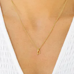 bokstav p anheng med halskjede i forgylt sølv - My Letter