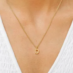 bokstav d anheng med halskjede i forgylt sølv - My Letter