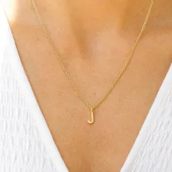 bokstav j anheng med halskjede i forgylt sølv - My Letter