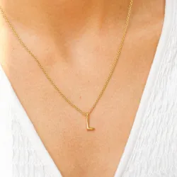 bokstav l anheng med halskjede i forgylt sølv - My Letter