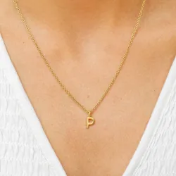 bokstav p anheng med halskjede i forgylt sølv - My Letter