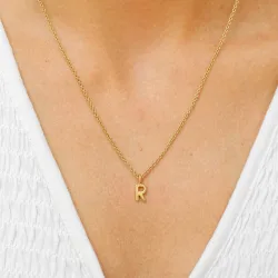 bokstav r anheng med halskjede i forgylt sølv - My Letter