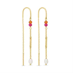 rosa kjedeøreringer i forgylt sølv - Loom Stones