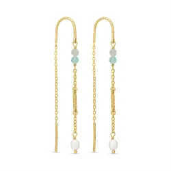 grønn kjedeøreringer i forgylt sølv - Loom Stones