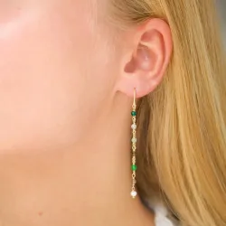 grønn kjedeøreringer i forgylt sølv - Loom Stones