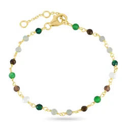 grønn armbånd i forgylt sølv - Loom Stones
