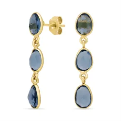 mørkeblå krystall øredobber i forgylt sølv - Loom Stones