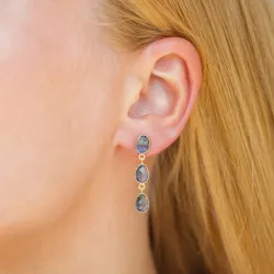 mørkeblå krystall øredobber i forgylt sølv - Loom Stones