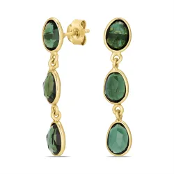 grønn krystall øredobber i forgylt sølv - Loom Stones