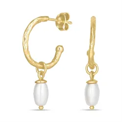 18 mm perle halvcreol i forgylt sølv