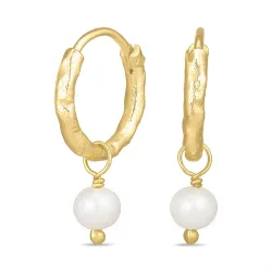 12 mm perle creol i forgylt sølv