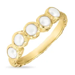 perle ring i forgylt sølv