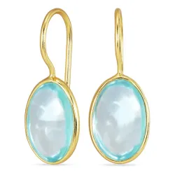 ovale blå krystall øredobber i forgylt sølv - Loom Stones