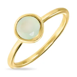 rund prehnite ring i forgylt sølv