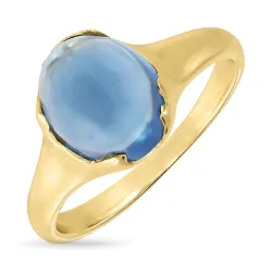 mørkeblå krystall ring i forgylt sølv - Loom Stones