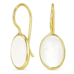 ovale månestein øredobber i forgylt sølv - Loom Stones