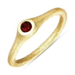 rød krystall ring i forgylt sølv - Loom Stones