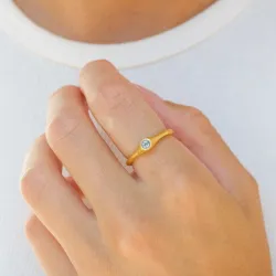 blå krystall ring i forgylt sølv - Loom Stones