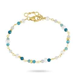 blå armbånd i forgylt sølv - Loom Stones