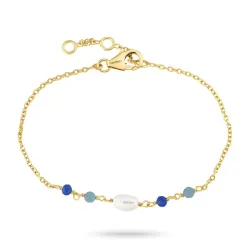 blå armbånd i forgylt sølv - Loom Stones