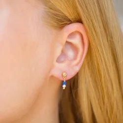 blå jadestein øredobber i forgylt sølv - Loom Stones