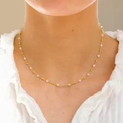 Maanesten halskjede i forgylt sølv 38 + 5 cm x 2,85 mm  - Loom Stones