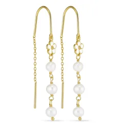 margeritt perle kjedeøreringer i forgylt sølv