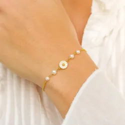 margeritt perle armbånd i forgylt sølv