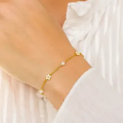 margeritt perle armbånd i forgylt sølv
